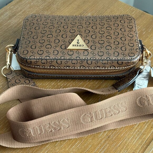 Guess Brown Logo Crossbody Handbag NWT - Picture 6 of 11